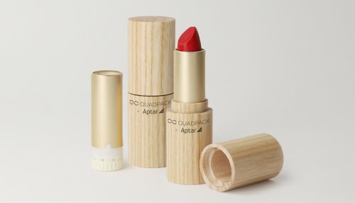 Aptar et Quadpack s'associent pour créer un rouge à lèvres rechargeable en bois